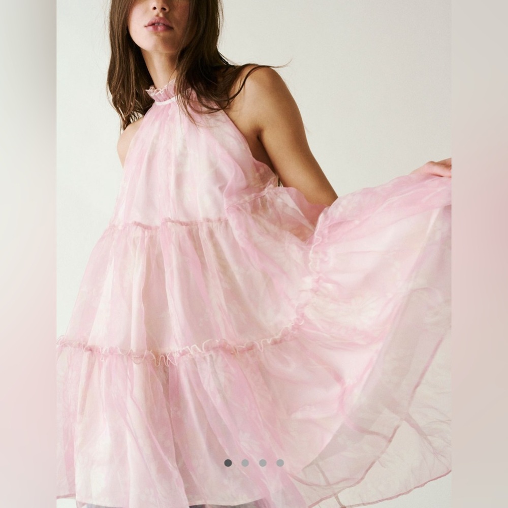 Free People Sweet Serenade Floral Open Back Mini Dress in Bubblegum Pink - S - Picture 2 of 16